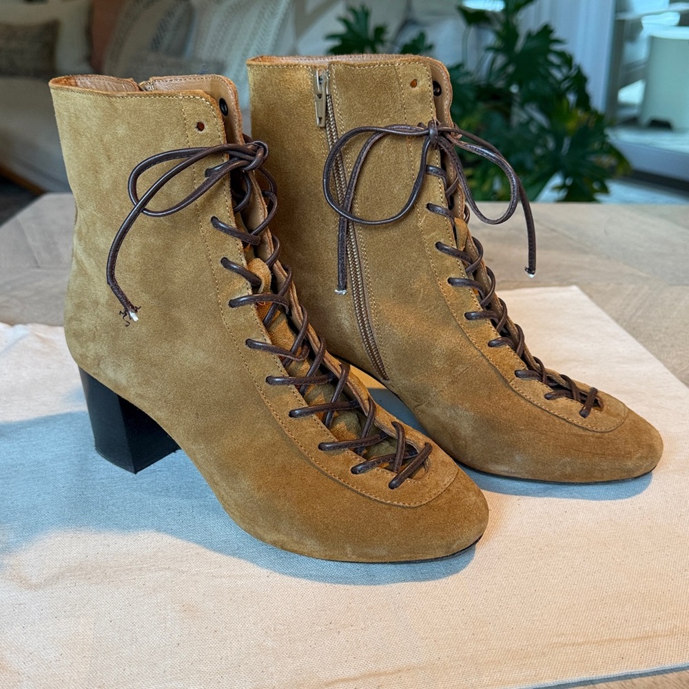 SÉZANE Lace Up Suede Leather Booties SUPER RARE sz US 7 / FR 38 - Picture 6 of 11